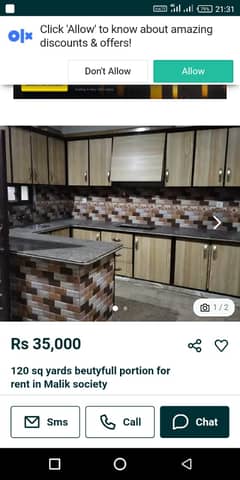 120 sq yards beutyfull portion for rent in Malik society