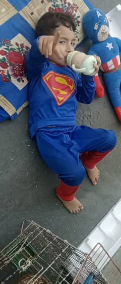 3 Pcs kids Stitched Dry Fit Micro Superman Costume|Zaberdast qulality