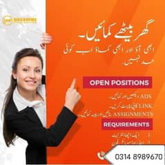 Assignment Job / Part Time Full Time Job / Job for male and female