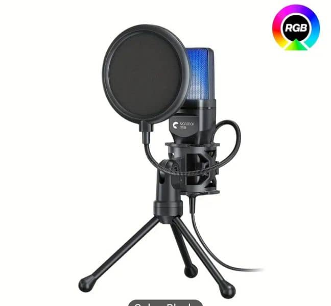 Usb condenser Mic with tripod stand and pop filter for singing, gaming 0