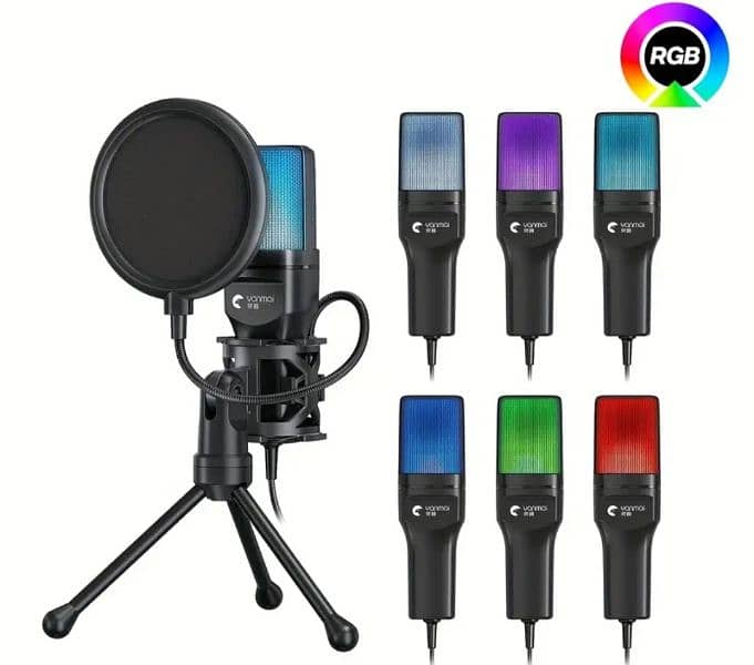 Usb condenser Mic with tripod stand and pop filter for singing, gaming 1