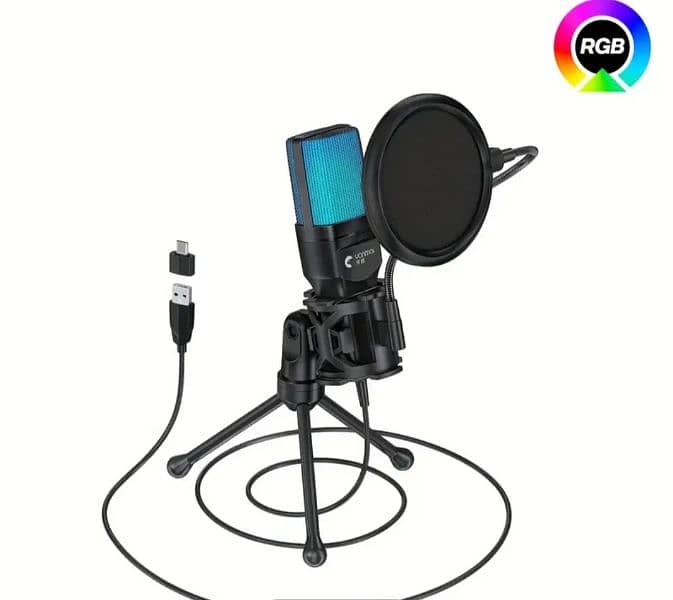 Usb condenser Mic with tripod stand and pop filter for singing, gaming 4