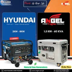 Angel & hyundai 1.0KVA, 2 KVA,3 KVA to 15KVA Petrol & Gas Generators
