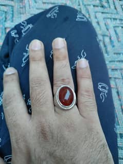 Original Red Haqeeq Stone Orignal Chandi approximately 1 Tola