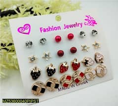 Star Design Ear Studs, Pack Of 12
