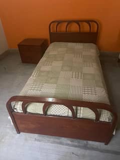 2 Single beds with 2 side tables and 2 mattress