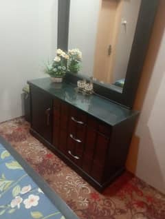 double bed dressing table two side table condition 10 by 10