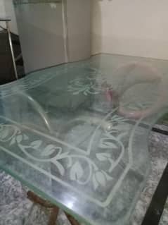 HEAVY GLASS DINING TABLE 0300-428-3125 WHATAPP