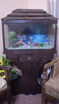 Large Wooden Glass Aquarium with Stand - Excellent Condition