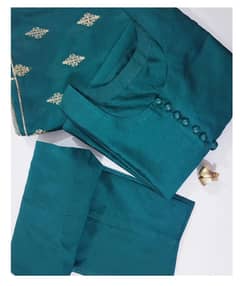 Raw silk 3 piece stitched suit