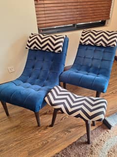 2 Chairs with 1 Footrest