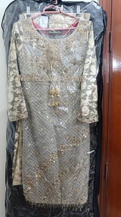Elegant Dull Gold and Olive Green  3-Piece Party Suit