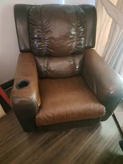 Brown leather recliner for sale (Good condition)