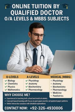 Online Tuition by Qualified Doctor – O/A Levels & MBBS Subjects