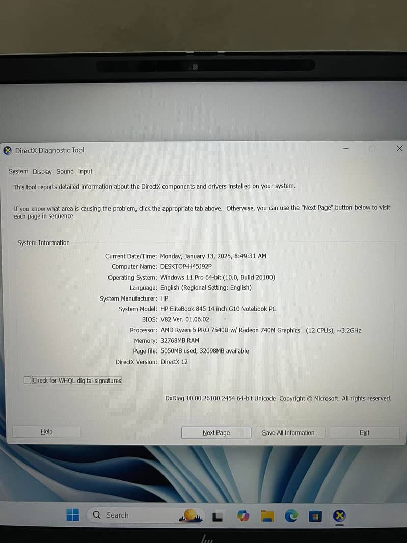 HP Elitebook 845 G10 ( Latest Gen ) Ryzen 5 PRO 7540U 7