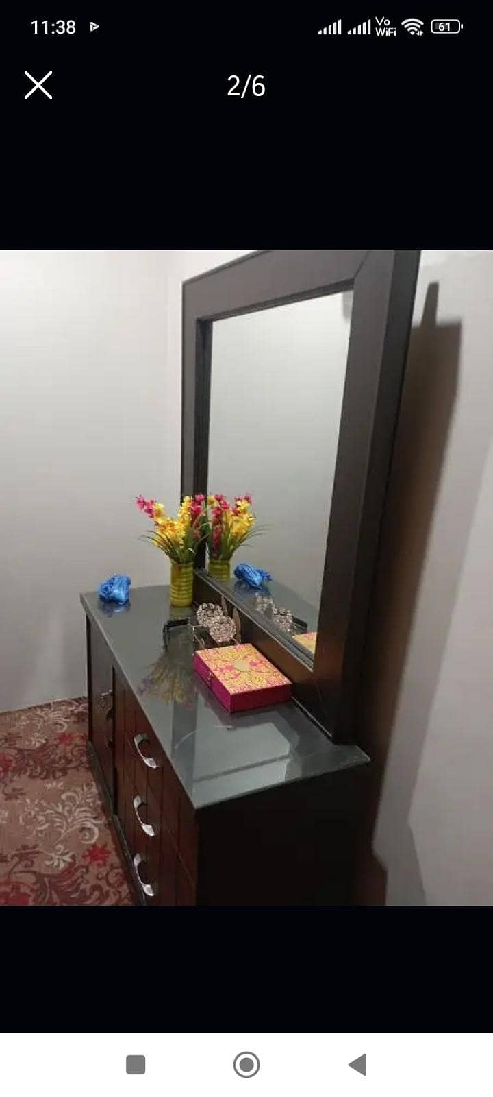 double bed dressing table two side table condition 10 by 10 4