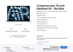 New MacBook Air 15" M4 Ram 16 SSD 256 Apple Warranty 1 Year