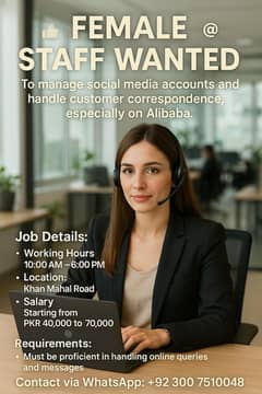Female Alibaba & Social Media Handling Expert