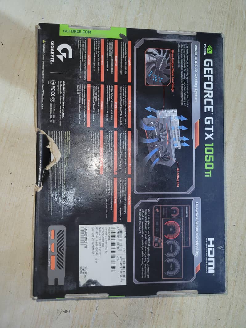 NVIDIA GEFORCE GIGABYTE GTX 1050 TI 4GB GDDR5 OC  Dual fan with box 2
