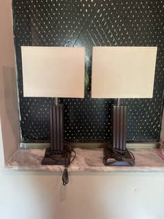 2 Elegant Vintage Wooden Table Lamps