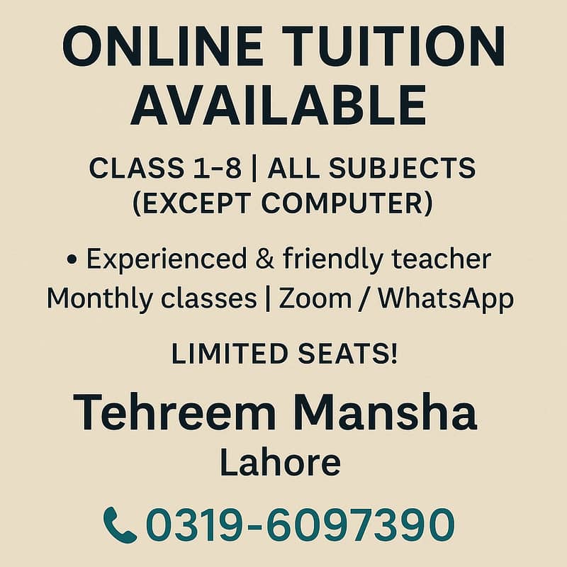 Online Tuition Classes | Class 1-8 | All Subjects (Except Computer) 0