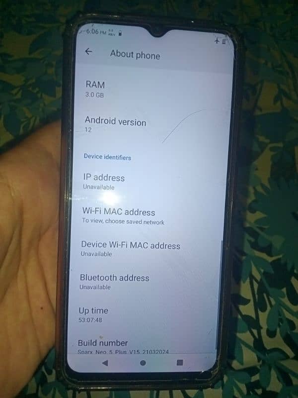sparx neo5 plus 3/64 Android version 12 fingerprint 2