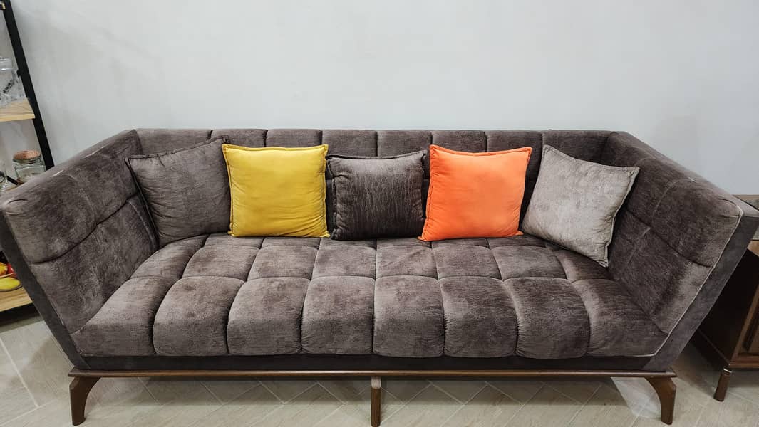 7 seater sofa set with center table and 2 side tables . 2