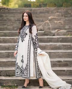 3 pcs women stitches organza embroidered suit