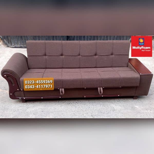 Sofa cum bed Molty double bed folding bed /Foam Mattress/Dining Table 16