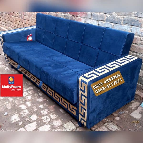 Sofa cum bed Molty double bed folding bed /Foam Mattress/Dining Table 17