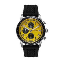 Sport Tourer Chronograph Yellow Dial Black Band fossil