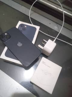 I phone 13 10/11 full sim time with box chrger 1 year apple warranty