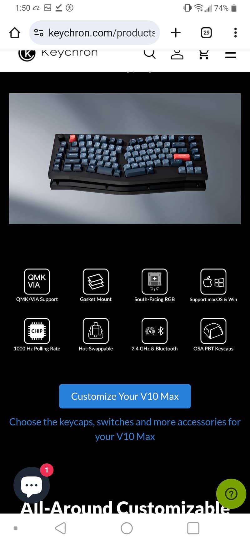 Keychrone V10 Max Highend RGB Mechanical Keyboard. (Tri Mode) 2