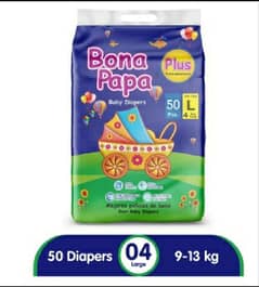 Bona Papa Plus Diapers-Plus Economy Pack Large Size 4-50  Pcs-9-13Kg