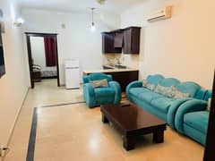 F-11 Markaz One Bedroom Attached Bath Tv Lounge Kitchen Car Parking Fully Furnished Apartment Available For Rent