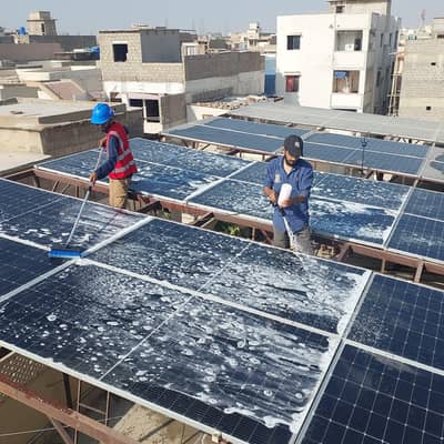Solar Panels Cleaning k lie zarurat ha helper ki