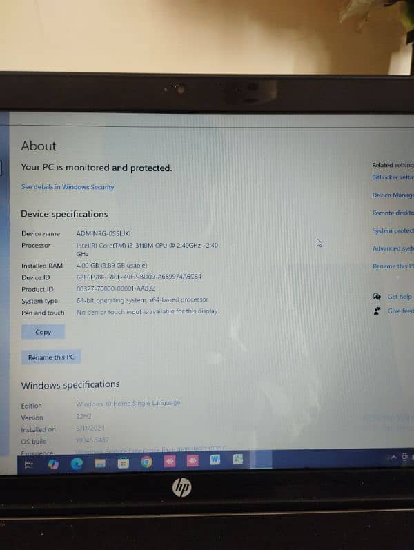 Intel (R) Core (TM) i3-3110M  CPU @ 2.4Ghz 0