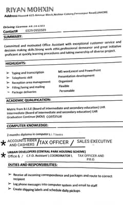 IT'S MOHXIN ALI MUGHAL JOB WANTED