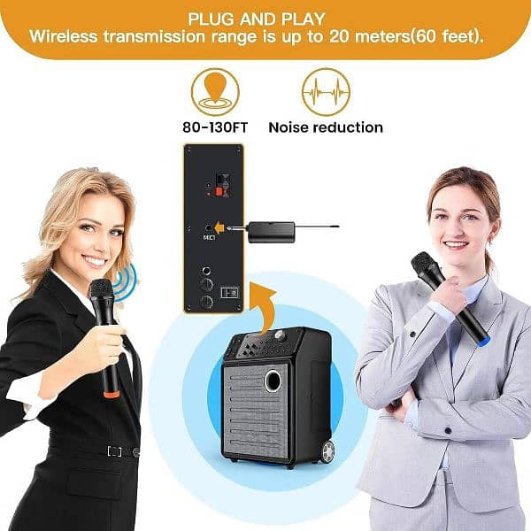 LT-105 UHF Cordless Dynamic Mic System with Dual Wireless Mics 1