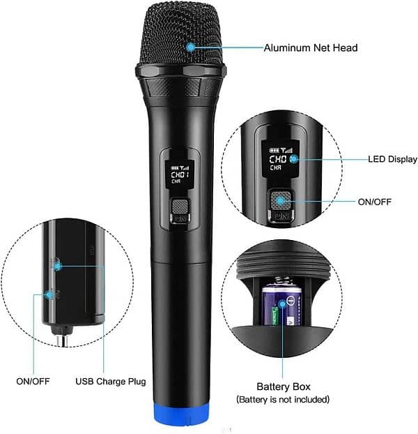 LT-105 UHF Cordless Dynamic Mic System with Dual Wireless Mics 2