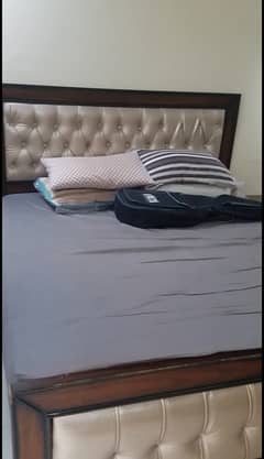 Double Bed with Spring Mattress and Side Tables for Sale