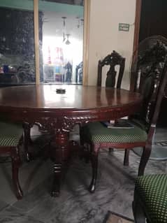 chanaoti wooden dining table with six chairs