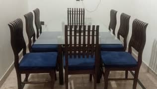 Daning Room Sets 8 pcs chair with glass table