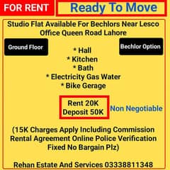 Studio Flat Available For Bechlors Near Lesco Office Queen Road Lahore