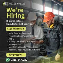 Manufacturing Supervisor- Male Jobs - Urgent Hiring