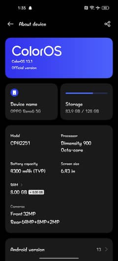 Oppo Reno 6 5G non PTA condition 10/10 use  fresh