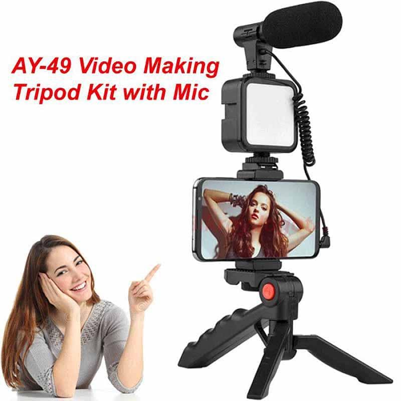 AY-49 video creation kit  -tripod with LED lights with microphone 0