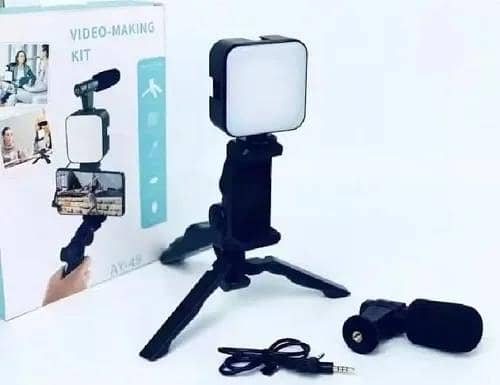 AY-49 video creation kit  -tripod with LED lights with microphone 1