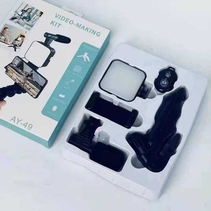 AY-49 video creation kit  -tripod with LED lights with microphone 2