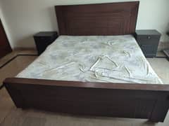 Double King Size Bed with 2 Side Tables + Mattress